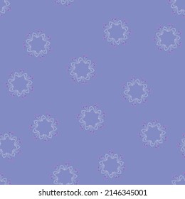 Daisies wreath, floral pattern. Pink flowers on white with geometric shapes. Cool, trendy ornament for textile, print and cloth. Seamless background with abstract shapes and daisies. Vector 