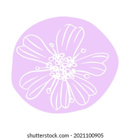 Daisy con formas abstractas ilustraciones dibujadas a mano. Arte de línea aislado sobre fondo blanco.