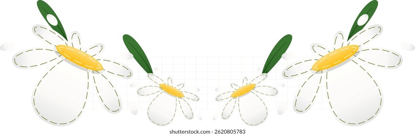 Daisy Aesthetic Flower Frame Grid Icon. Colorful Cute Border Concept Isolated