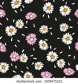 Daisy All Over Seamless Pattern For Tshirt Graphic Vector Print