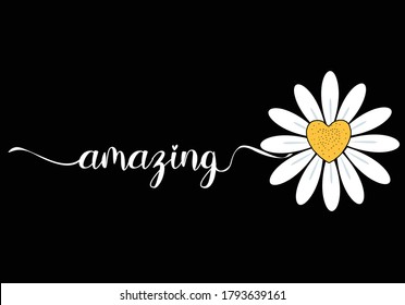 daisy amazing lettering vector yourself stay positive. daisy lettering design choose happy margarita lettering decorative fashion style trend spring summer print pattern positive quote,stationery