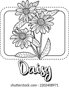 Daisy Artline Flower Illustration For Kids Coloring Book