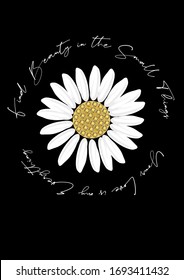 Daisy Artwork Fashion Graphic T-Shirt with handwriting