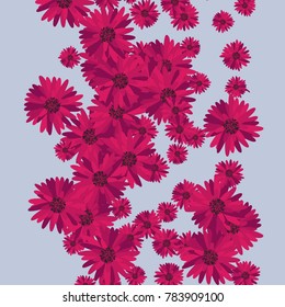 Daisy Background. Placer of Beautiful Lush Gerbers. . Flowers Background for Postcards, Textiles, Fabric, Tile, Surface Textures, Wrapping Paper. Abstraction from Flowers. Gerbera.