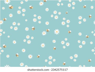 daisy and be flower design seamless repeating
