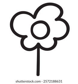 Daisy. Black color. Outline design. Illustration.