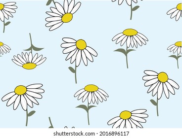daisy blue flower vector pattern