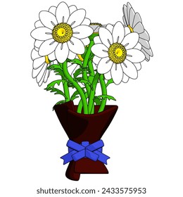 Elemento de flores de ramo de margarita. Ilustración vectorial con el tema de la temporada de primavera. Elemento vector editable.