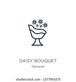 Daisy bouquet icon. Thin linear daisy bouquet outline icon isolated on white background from general collection. Line vector sign, symbol for web and mobile