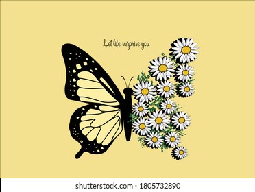 daisy butterfly daisy drawing for different apparel and T-shirt margarita decorative fashion style trend quote,stationery,motivational,inspiration chamomile flower rose sunflower rope font