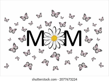 daisy and butterfly vector art design hand drawn happy mother's day mom 