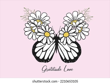 daisy and butterfly vector art design
