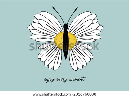 daisy butterfly vector art design hand drawn