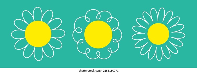 Camomile Set White Daisy Chamomile Icon Stock Vector (Royalty Free ...