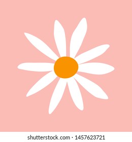 Daisy Chamomile abstract flower. For paper, cover, print, poster, card, wall art, interior décor. Vector. Vintage trendy style.