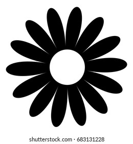 Daisy chamomile. Black shape. Cute flower plant collection. Love card. Camomile icon. Growing concept. Flat design. White background. Isolated. Vector illustration