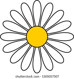 Daisy Chamomile Flower Flat Icon. Vector Image.