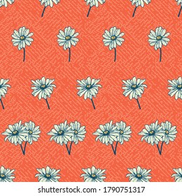 DAISY (chamomile) flower seamless pattern vector illustration for wrapping paper, fabric, textile, stationary etc.