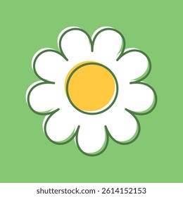 Daisy chamomile icon in flat style. Flower vector illustration on isolated background. Floral sign business concept.