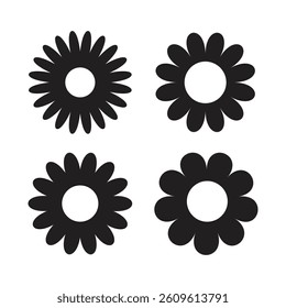 Daisy chamomile icons set in flat style. Flower vector illustration on isolated background. Floral sign business concept.