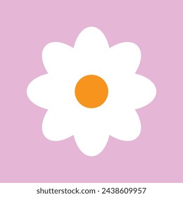 Icono redondo de manzanilla margarita. Flor blanca. Pétalo de manzanilla. Colección de plantas lindas. Tarjeta de amor. Concepto creciente. Feliz día de San Valentín decoración. Diseño plano. fondo del cielo. Aislado. Vector