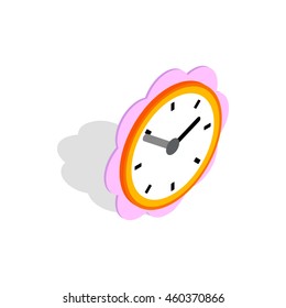 Daisy clock icon in isometric 3d style isolated on white background