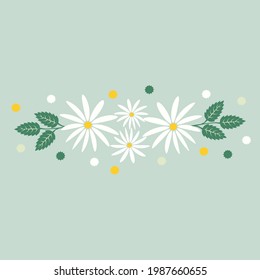 Daisy Collection Punkte Nahtlose Blätter Blumen Blumenplatzierung Print