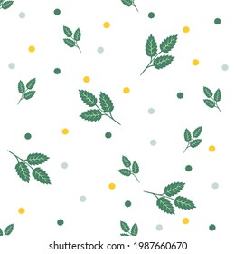 Daisy Collection Punkte Nahtlose Blätter Blumen Blumenplatzierung Print