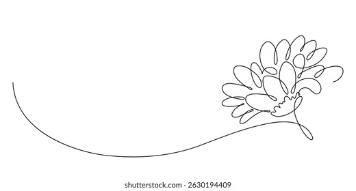 Daisy. Desenho de linha contínuo. Borda do quadro.