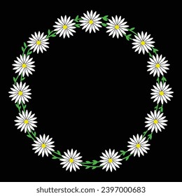 daisy crown, ornamental circular floral frame