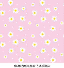 daisy cute seamless pattern. floral retro style simple motif. white flowers on color background fabric