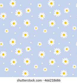 daisy cute seamless pattern. floral retro style simple motif. white flowers on color background fabric