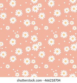 daisy cute seamless pattern. floral retro style simple motif. white flowers on color background fabric