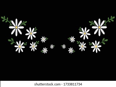 daisy embroidery design hand drawn fashion style
