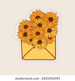 Daisy Envelope. Vibrant Vector Illustration of Yellow Flowers Enclosed in an Envelope