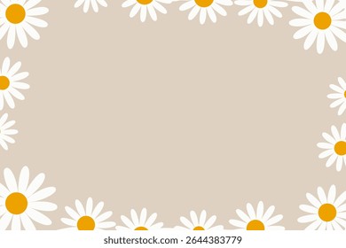 Daisy floral frame vector illustration background with playful flower pattern, place for a text