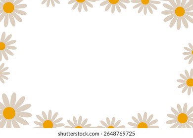 Daisy floral frame vector illustration background with playful flower pattern, place for a text