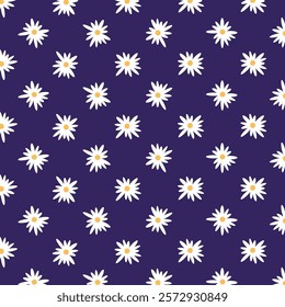 Daisy Floral Pattern Dark Purple Backgroun