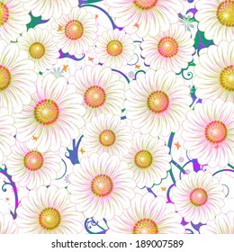 Daisy floral seamless pattern. EPS 10 