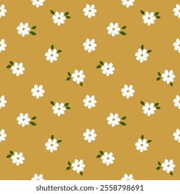 Daisy floral seamless pattern vector. Simple floral background