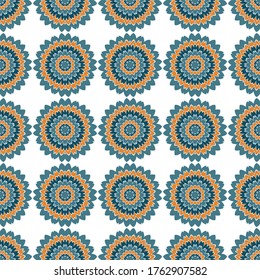 Daisy floral tile seamless pattern vector graphic design. Abstract garden flower illustration. Flourish wallpaper ornament. Vintage summer fabric fashion print. Rustic tile seamless pattern.