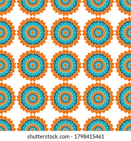 Daisy floral tile seamless pattern vector graphic design. Abstract garden flower illustration. Flourish tile ornament. Modern spring textile fashion print. Rustic tile seamless pattern.