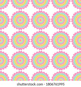 Daisy floral tile seamless pattern vector graphic design. Abstract garden flower illustration. Flourish tile ornament. Vintage summer fabric fashion print. Rustic tile seamless pattern.