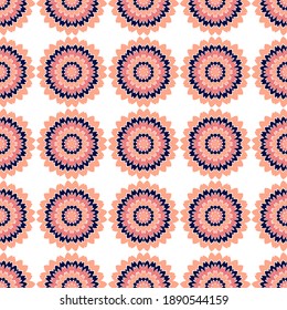 Diseño gráfico vectorial sin fisuras de baldosas florales de margarita. Resumen de ilustraciones de flores de jardín. Ornamento floreciente de azulejos. Impresión moderna de tela de verano. Rústico patrón sin costuras.