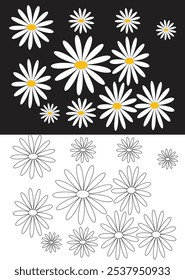 Fundo de flor Daisy e vetor realista 