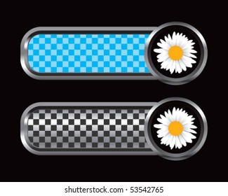 daisy flower blue and black checkered tabs