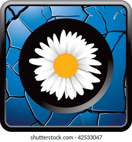 daisy flower blue cracked web button