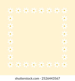 Modelo de moldura de borda de flor Daisy. Adequado para cartaz, cartão, convite, folheto. Ilustração isolada de design de vetor decorativo plano.