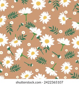Daisy flower in brown background that you can make as seamless pattern in your products. 