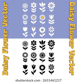 Daisy Flower Bundle - Ícones e Silhuetas Vetoriais